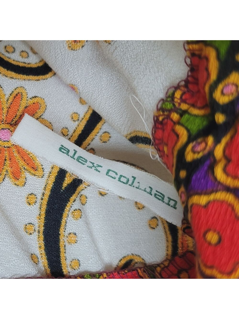 60s Vintage Alex Coleman Psychedelic Neon Multi-color Floral Palazzo Pants M-L - Picture 14 of 14